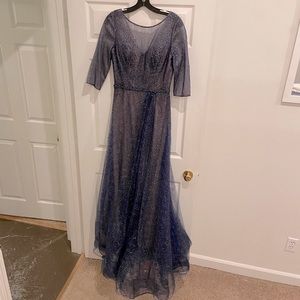 Rene Ruiz navy blue floor length gown